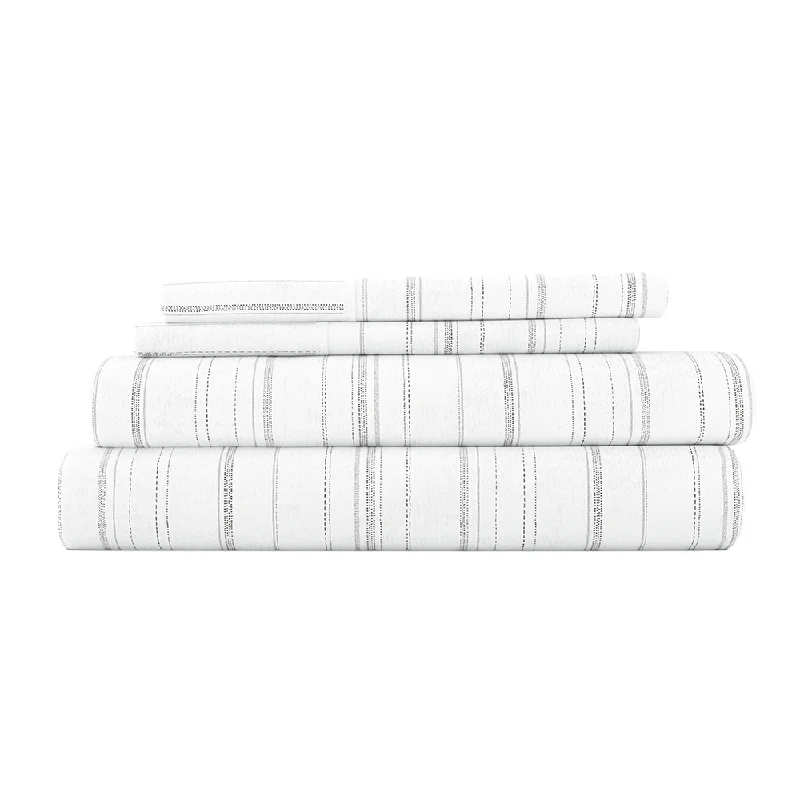 Wrinkle - Free Polyester Sheets for a Low - Maintenance BedWeathered Stripe 4-Piece Flannel Sheet Set