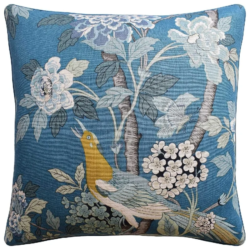 Cotton Pillows for Natural ComfortHydrangea Bird Teal Decorative Pillow Ryan Studio