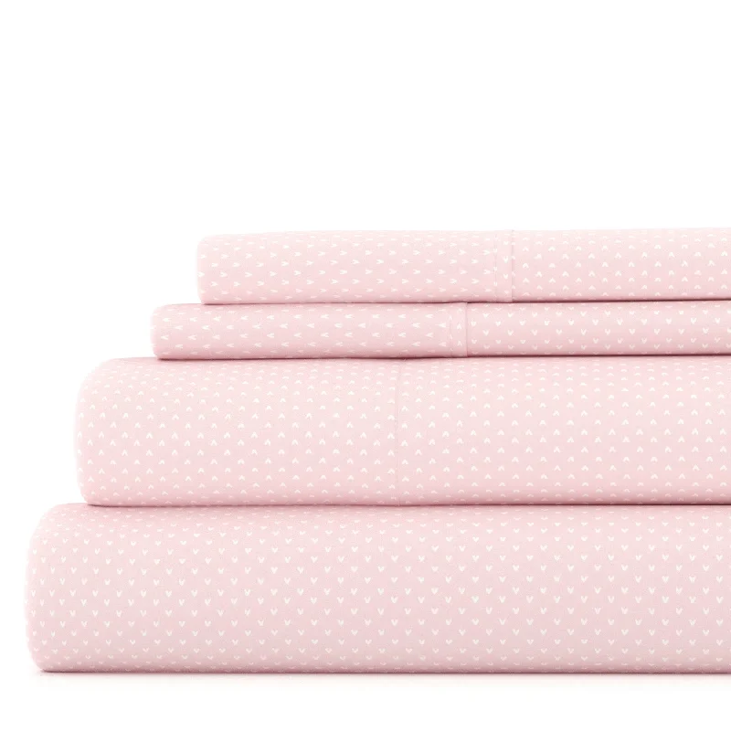 Rayon - Cotton Sheets for a Breathable and Soft BlendMy Heart Pattern 4 Piece Deep Pocket Bed Sheet Set