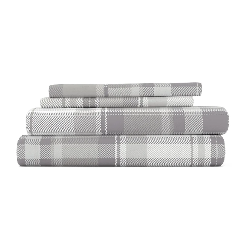 Thermal - Regulating Bamboo Sheets for All - Season ComfortPlaid 4-Piece Flannel Sheet Set