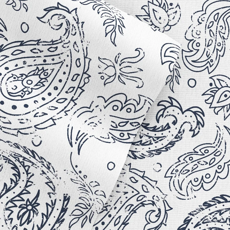 Coarse Paisley- Navy