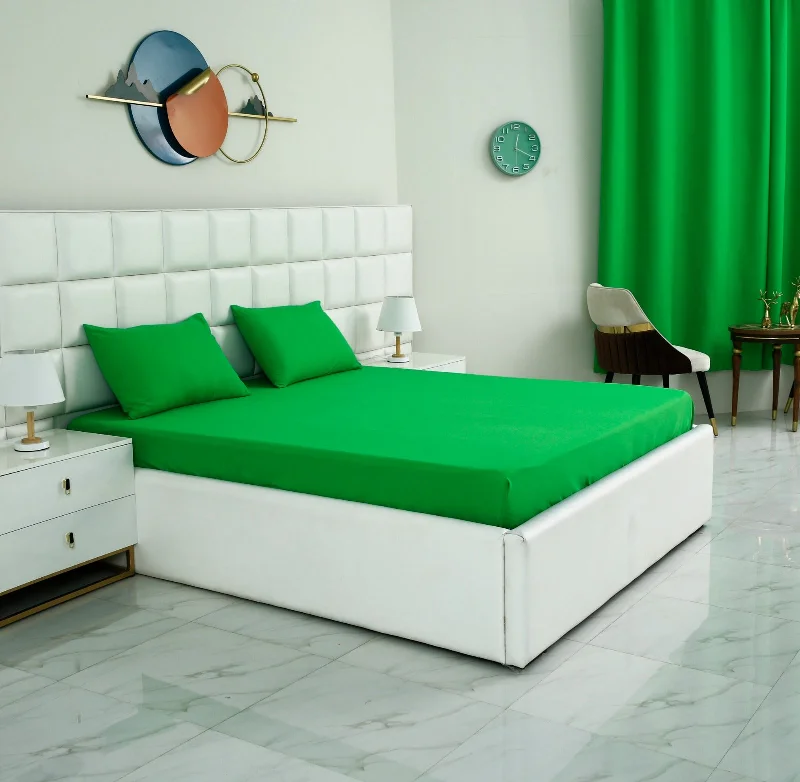 Wrinkle - Free Polyester Sheets for a Low - Maintenance BedFitted Bed Sheet-Green