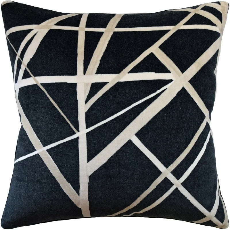 Square Pillows for Modern Home DecorChannels Velvet Almond on Ebony Decorative Pillow