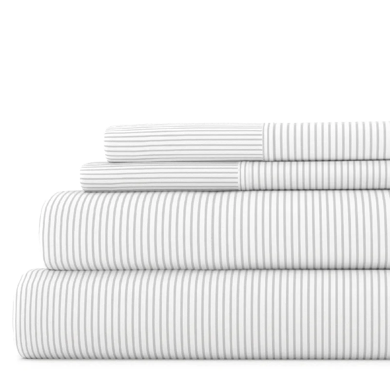 Moisture - Wicking Cotton Sheets for a Dry and Comfortable SleepBecky Cameron Pinstriped Pattern 4 Piece Deep Pocket Bed Sheet Set