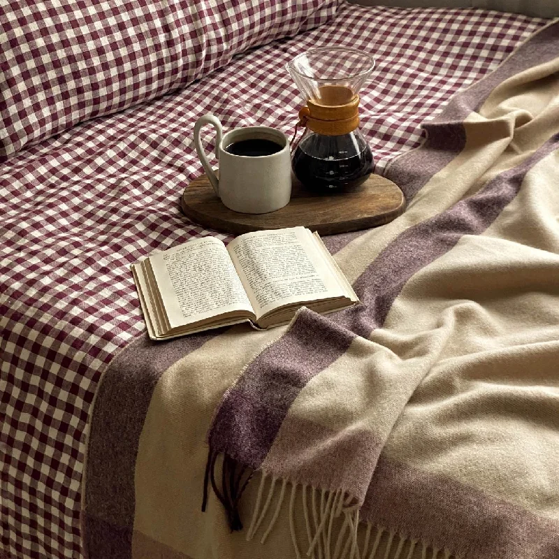 Thermal - Regulating Bamboo Sheets for All - Season ComfortBerry Gingham 100% Linen Flat Sheet