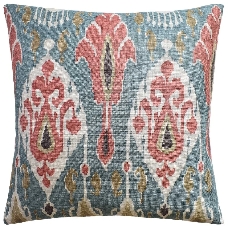 Plush Pillows for a Cozy BedIkat Bokhara Teal Decorative Pillow Ryan Studio