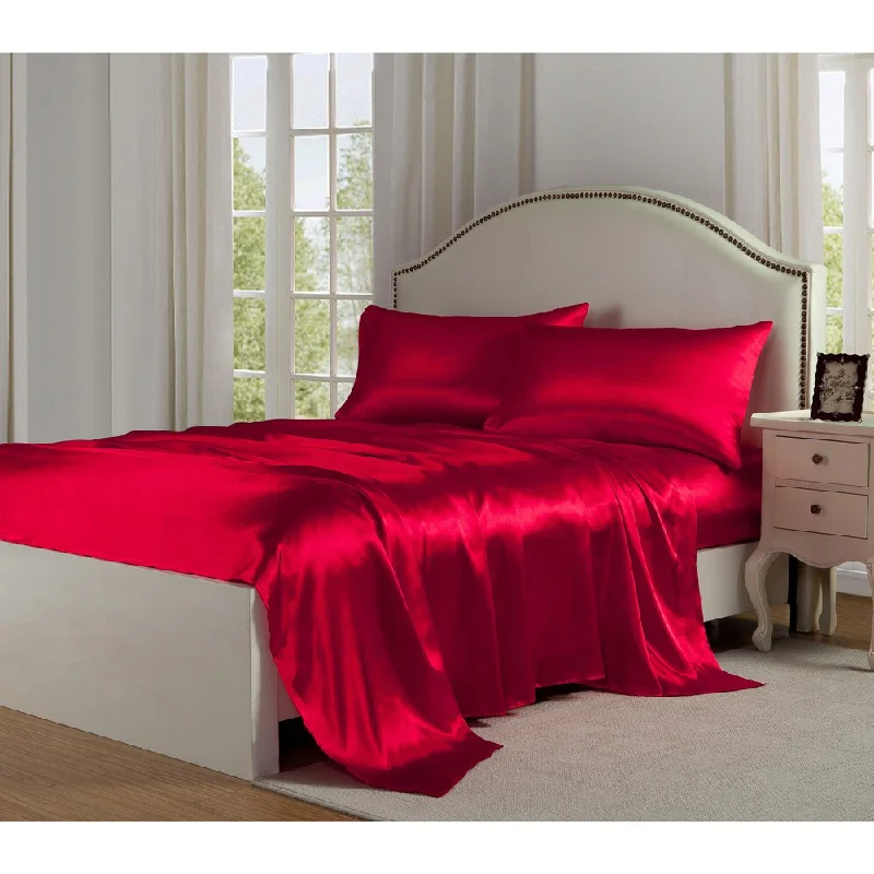 Polyester - Cotton Blend Sheets for Durability and ComfortMiss Behave®.Charmeuse Satin Bed Sheet Set