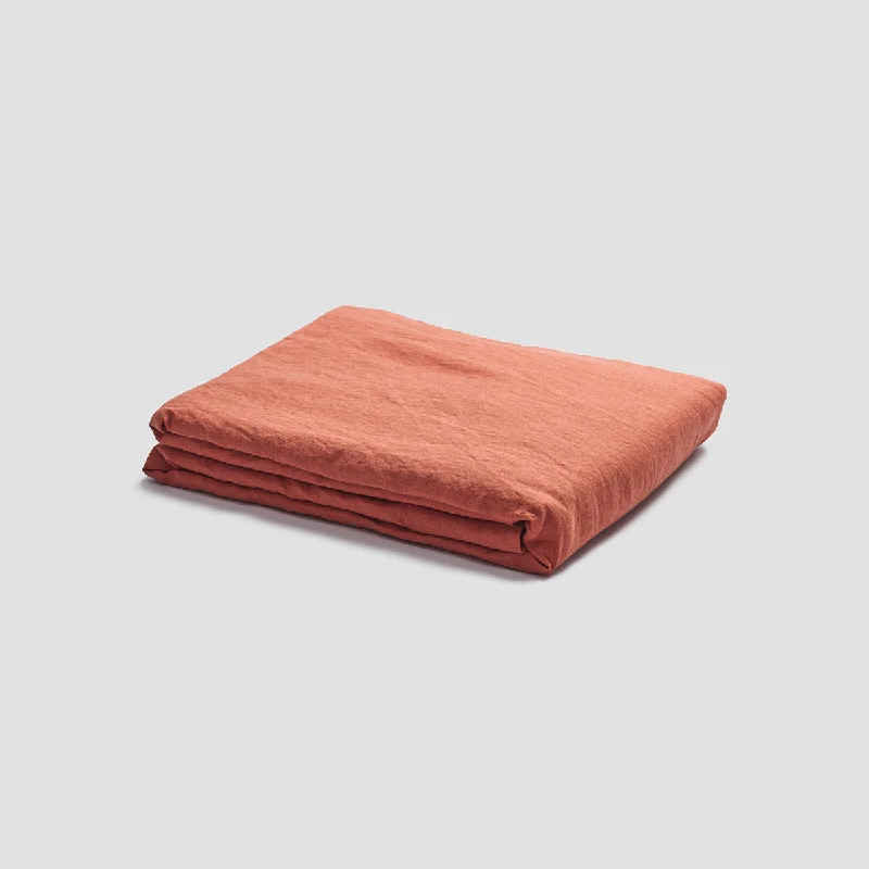 Hypoallergenic Silk Sheets for Sensitive SleepersBurnt Orange 100% Linen Flat Sheet