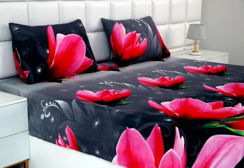 Quilted Cotton Sheets for a Warm and Inviting Bed2Pcs Single Bed Sheet-14868Pink Lotus