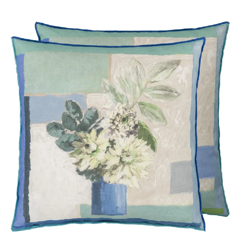 Round Pillows for Boho-Style InteriorsCeladon Vase Delft Cotton Throw Pillow by Designers Guild