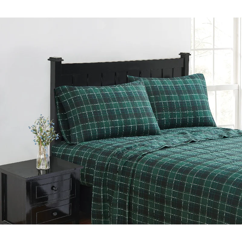 Flat Sheets with a High - Quality Finish for a Luxurious LookLondon Fog Solid and Printed Cotton Flannel Sheet Set Collection