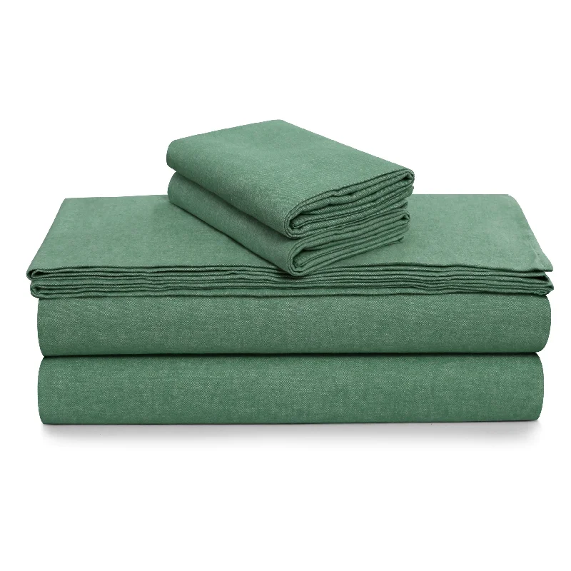 Twin - Size Sheet Sets with a Pillow ProtectorPortuguese Yarn Dyed Cotton Flannel Extra Deep Pocket Sheet Set