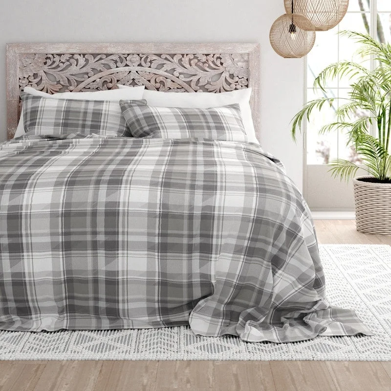 Jersey - Knit Sheets for a Comfortable and Casual BedBecky Cameron Plaid 4 Piece 100% Cotton Brushed Flannel Deep Pocket Bed Sheet Set