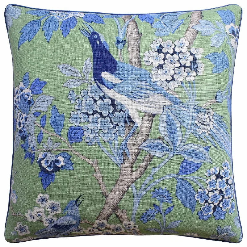 Memory Foam Pillows for Neck SupportHydrangea Bird Emerald Blue Decorative Pillow Ryan Studio