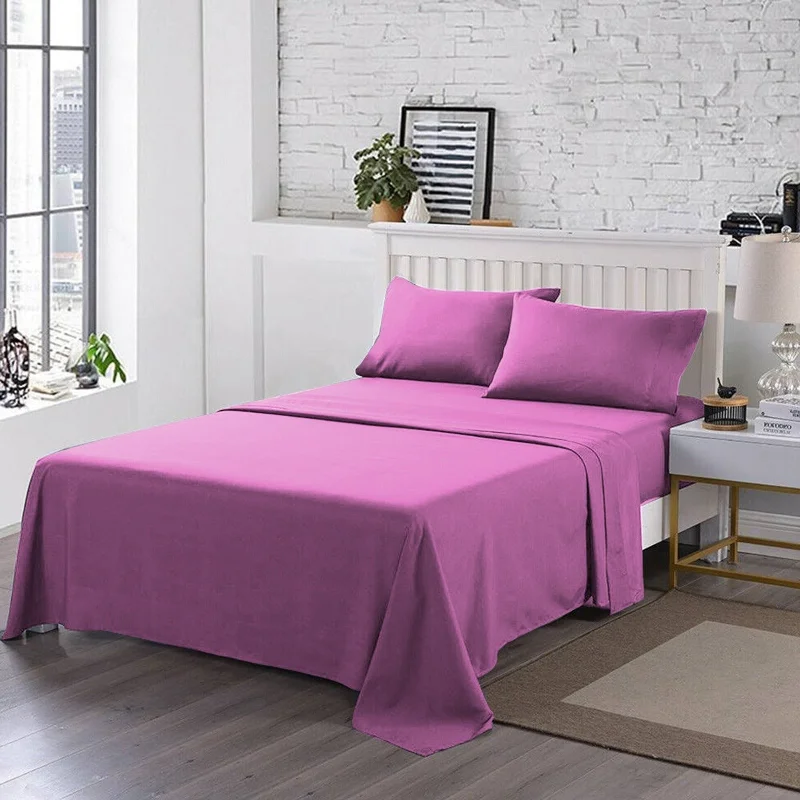 Hypoallergenic Silk Sheets for Sensitive Sleepers3 PCs Double Bed Sheet Dyed-Pink