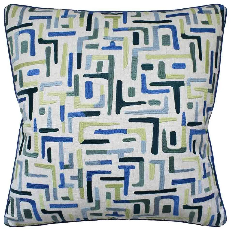 Cotton Pillows for Natural ComfortVaranasi Laurel Blue Decorative Pillow Ryan Studio