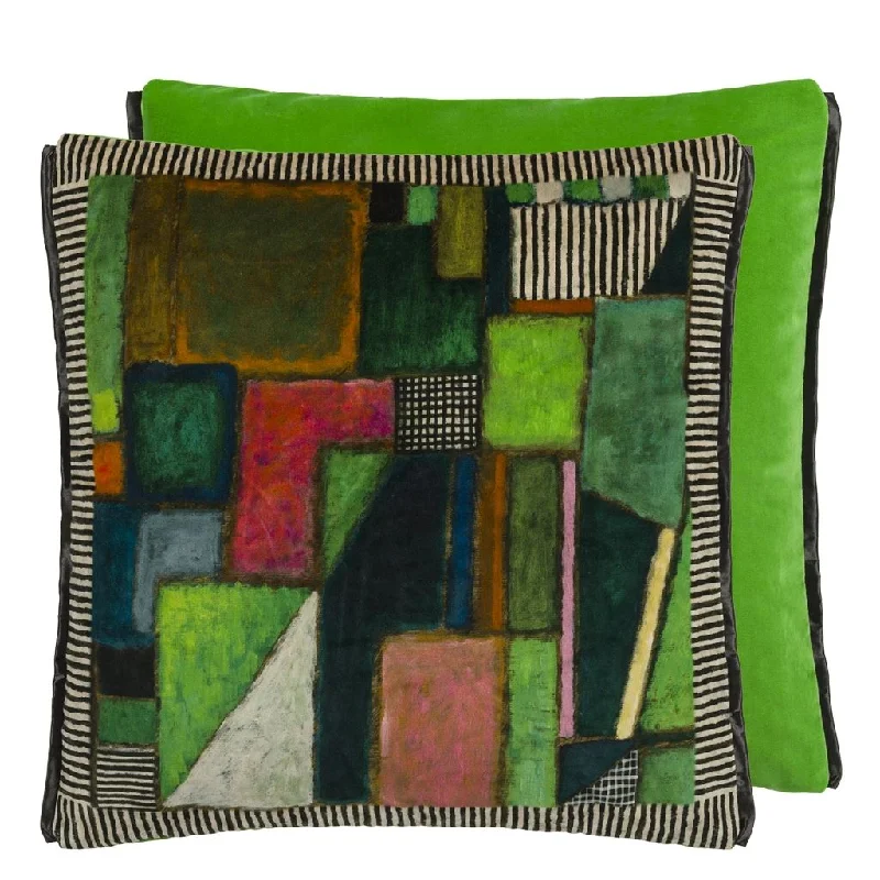 Plush Pillows for a Cozy BedRaku Patchwork Emerald Velvet Throw Pillow by Designers Guild