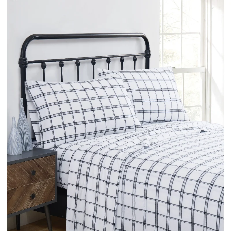 Fitted Sheets with Reinforced Corners for Long - Lasting UseTruly Soft Printed and Solid Cotton Flannel 4 Piece Sheet Set