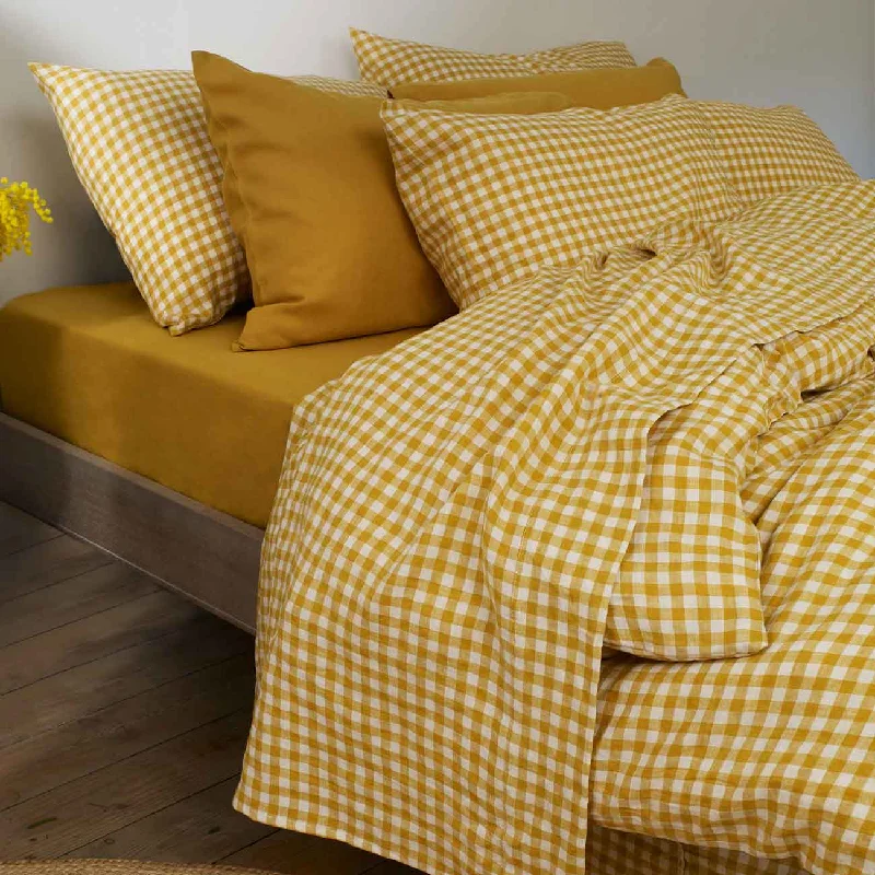 Rayon - Cotton Sheets for a Breathable and Soft BlendHoney Gingham 100% Linen Flat Sheet