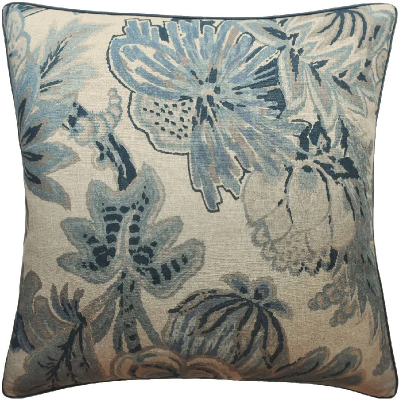 Soft and Fluffy Pillows for Bedroom ComfortFloral Gala Slate Blue Pillow by Ryan Studio