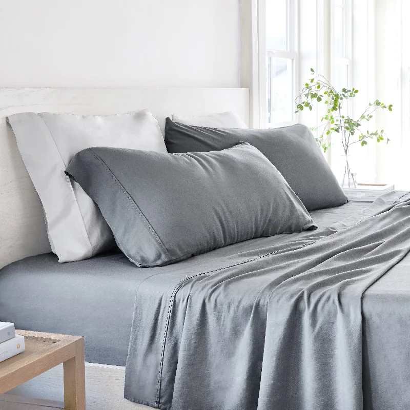 Twin - Size Sheet Sets with a Pillow ProtectorBecky Cameron Linen & Rayon from Bamboo Blend Deep Pocket 4 Piece Sheet Set