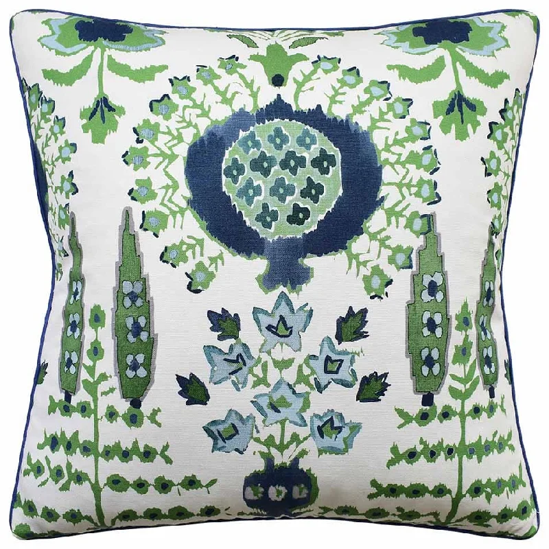 Lumbar Support Pillows for Car SeatsMendoza Suzani Blue and Green on White Decorative Pillow Ryan Studio