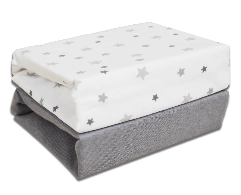 Flat Sheets with a High - Quality Finish for a Luxurious LookMagical stars grey moses fitted sheets 2 pack 73x30cm