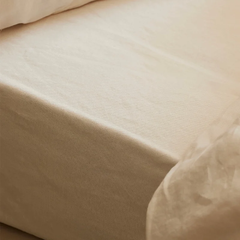 Flat Sheets with a High - Quality Finish for a Luxurious LookPearl Linen Blend Fitted Sheet