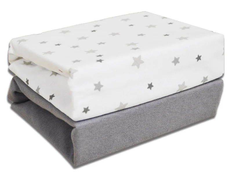 Moisture - Wicking Cotton Sheets for a Dry and Comfortable SleepMagical stars grey cot fitted sheets (60 x 120 cm) 2 pack