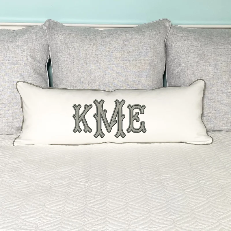 Cooling Pillows for Hot SleepersAPPLIQUE MONOGRAM LUMBAR PILLOW 14" x 35"