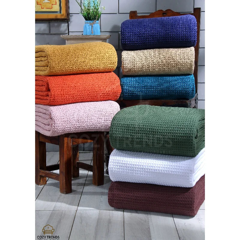 Alpaca wool blankets for a hypoallergenic and warm option100-percent Cotton Waffle Weave Medium Weight All Season Thermal Blankets