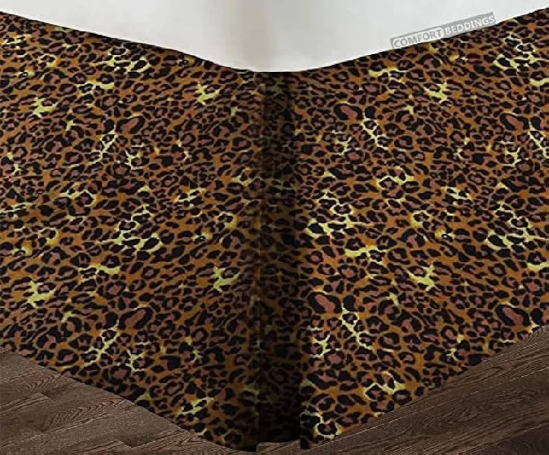 Bed skirts for beds with a metal frame22 Inch Drop Leopard Print Bed Skirt Split Corner 100% Cotton