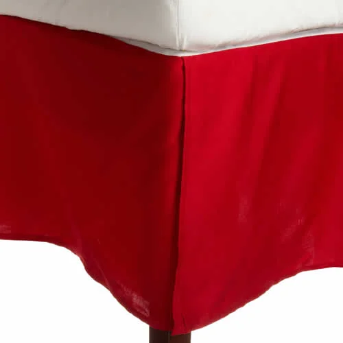 Bed skirts for beds with a leather - upholstered frame9 Inch Drop Bed Skirt Red Solid Egyptian Cotton 1000TC