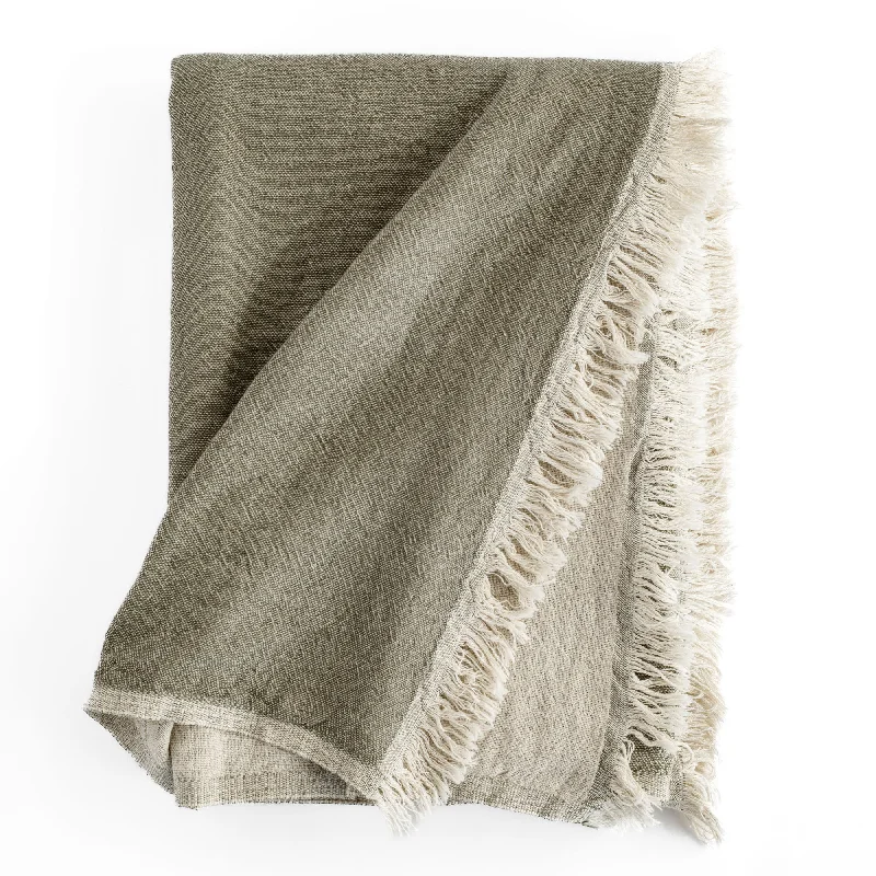 Alpaca wool blankets for a hypoallergenic and warm optionAlba Throw Blanket, Olive