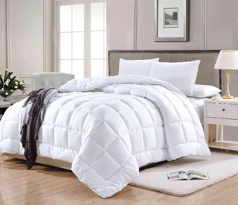 Cotton - filled comforters for a breathable and natural sleep experienceAll American Collection Soft Plush Micro-Gel Polyester Fill Warmth Down Bedroom Comforter Box Stitch with Grey Gusset Edge