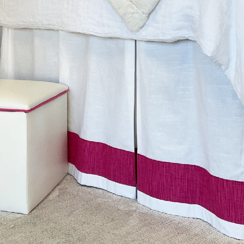 Bed skirts for beds with a rectangular frameBed Skirt Panel -  White with Hot Pink Twist Banding