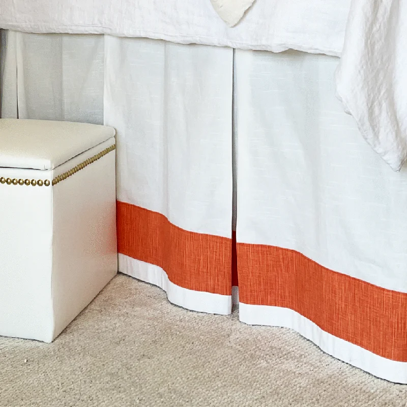 Bed skirts for beds with a round frameBed Skirt Panel -  White with Orange Twist Banding