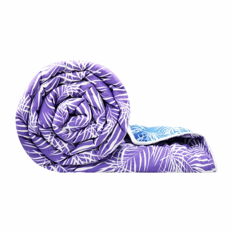 Goose down comforters known for their superior quality and insulationBlue And Purple Leaf Double Bed AC Quilt Comforter