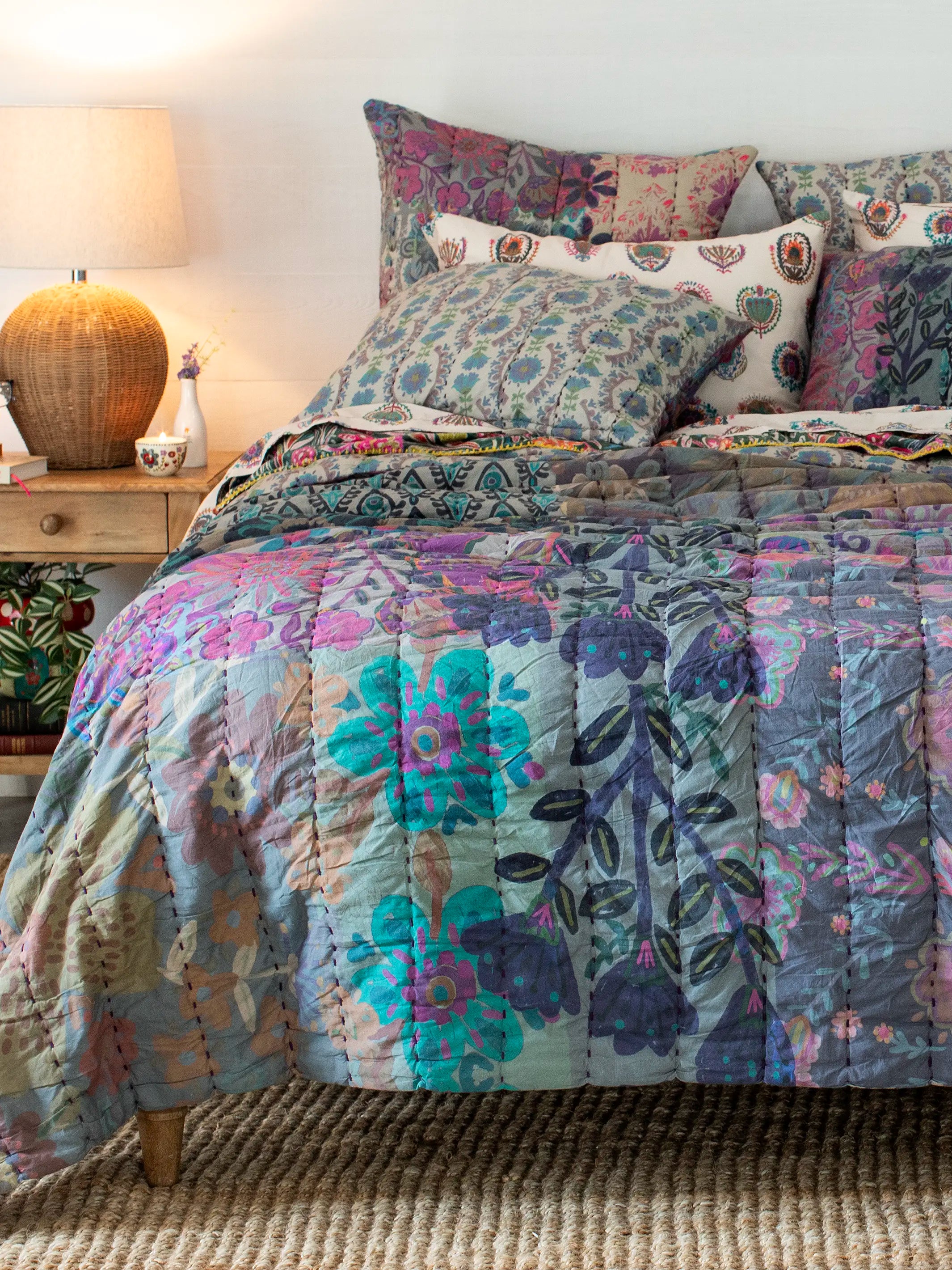 Duvet covers to pair with down comforters for maximum warmthBungalow Reversible Cotton Quilt - Luna