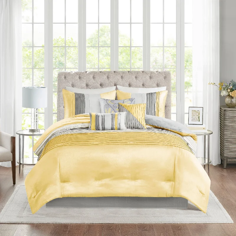 Silk - filled comforters for a luxurious and smooth touchCopper Grove Kiston Yellow 7-piece Comforter Set