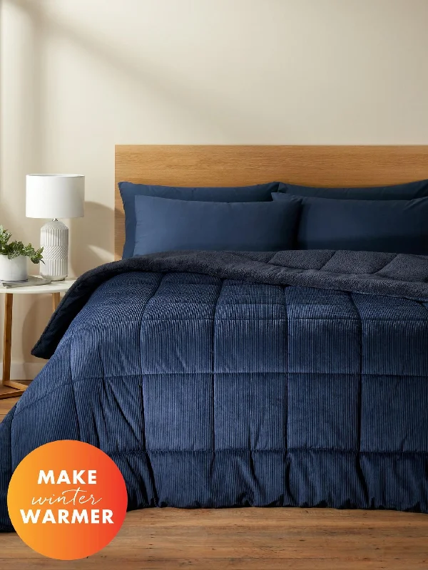 Geometric - patterned duvet covers for a modern and stylish lookCosy Cord | Navy Coverless Duvet