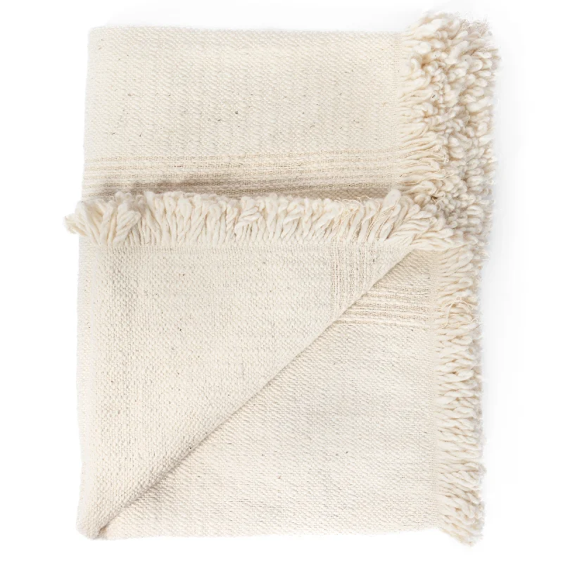 Wool blankets with natural warmth and insulationFatima Throw Blanket, Cream