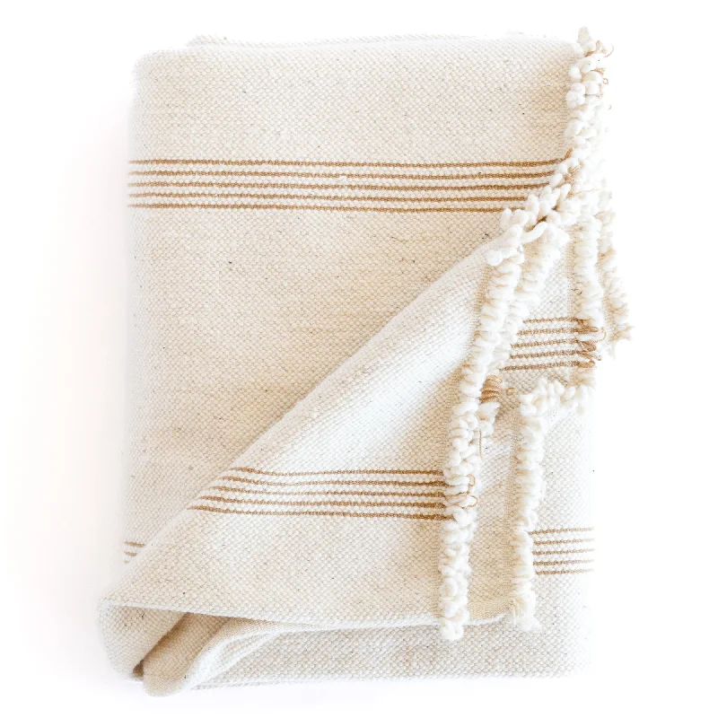 Recycled polyester blankets for an eco - conscious optionFatima Throw Blanket, Tan