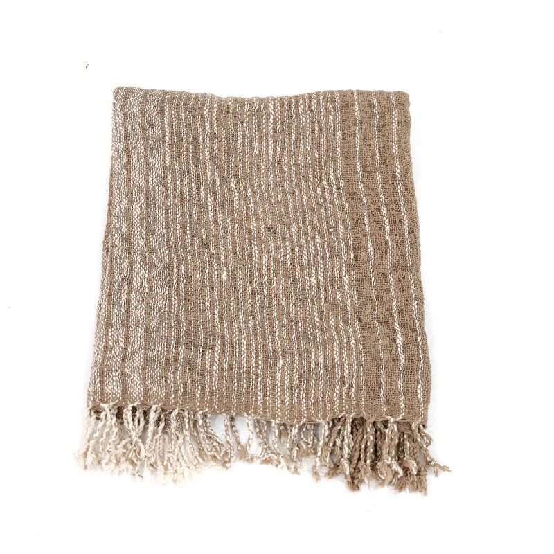 Cashmere blankets for ultimate softness and luxuryHandspun Cotton Stripe Throw in Mocha