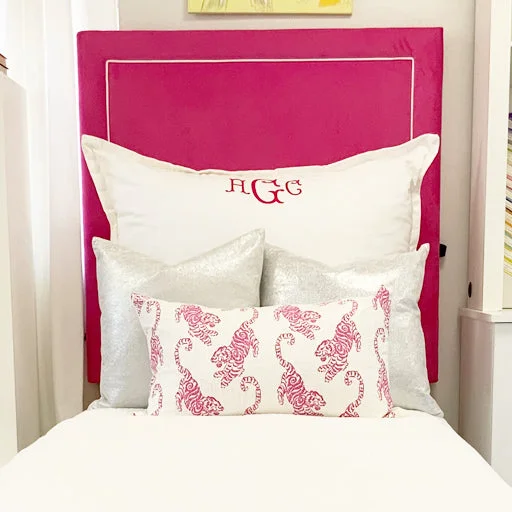 Bed skirts for beds with a slatted frameHeadboard - Bella Hot Pink with Bella White Piping Square