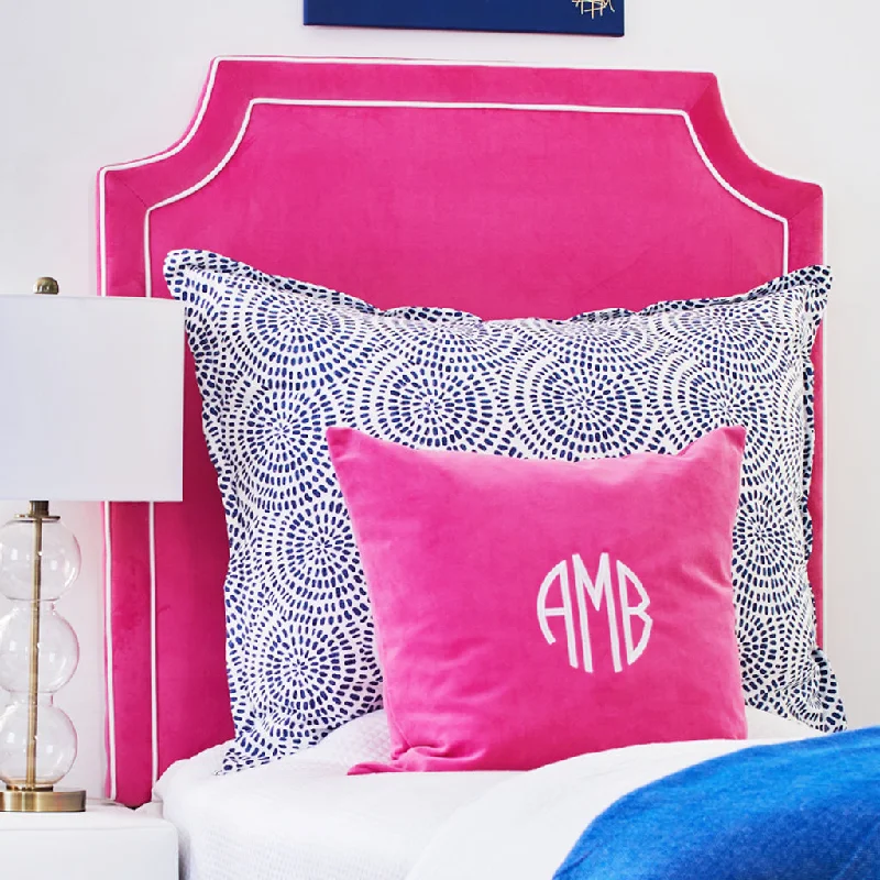 Bed skirts for beds with a wooden frameHeadboard - Bella Hot Pink with Bella White Piping