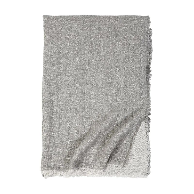 Alpaca wool blankets for a hypoallergenic and warm optionHermosa Oversized Throw by Pom Pom at Home, Light Grey/Cream