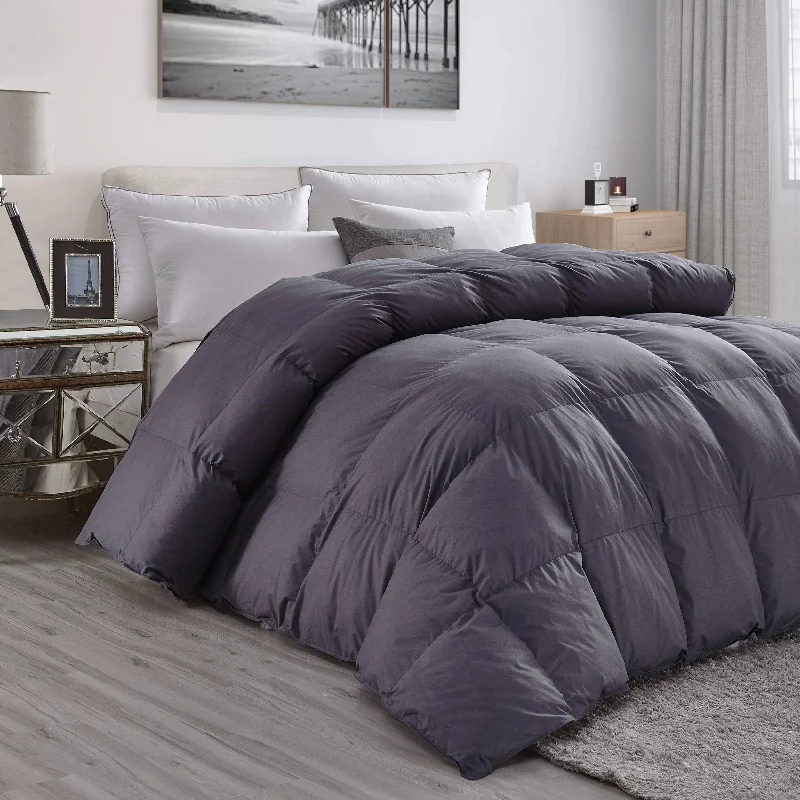 King - size comforters to fit large king - sized beds perfectlyLuxurious 750 Fill Power Grey Down Comforter - 100% Egyptian Cotton Cover