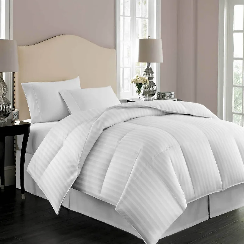 Full - size comforters suitable for full - sized beds in guest rooms or small bedroomsLuxurious 750 Fill Power All Year Warm Stripe Down Comforter - 100% Egyptian Cotton Cover