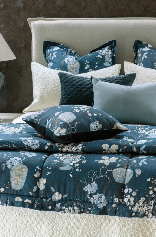 Goose down comforters known for their superior quality and insulationikebana teal comforter